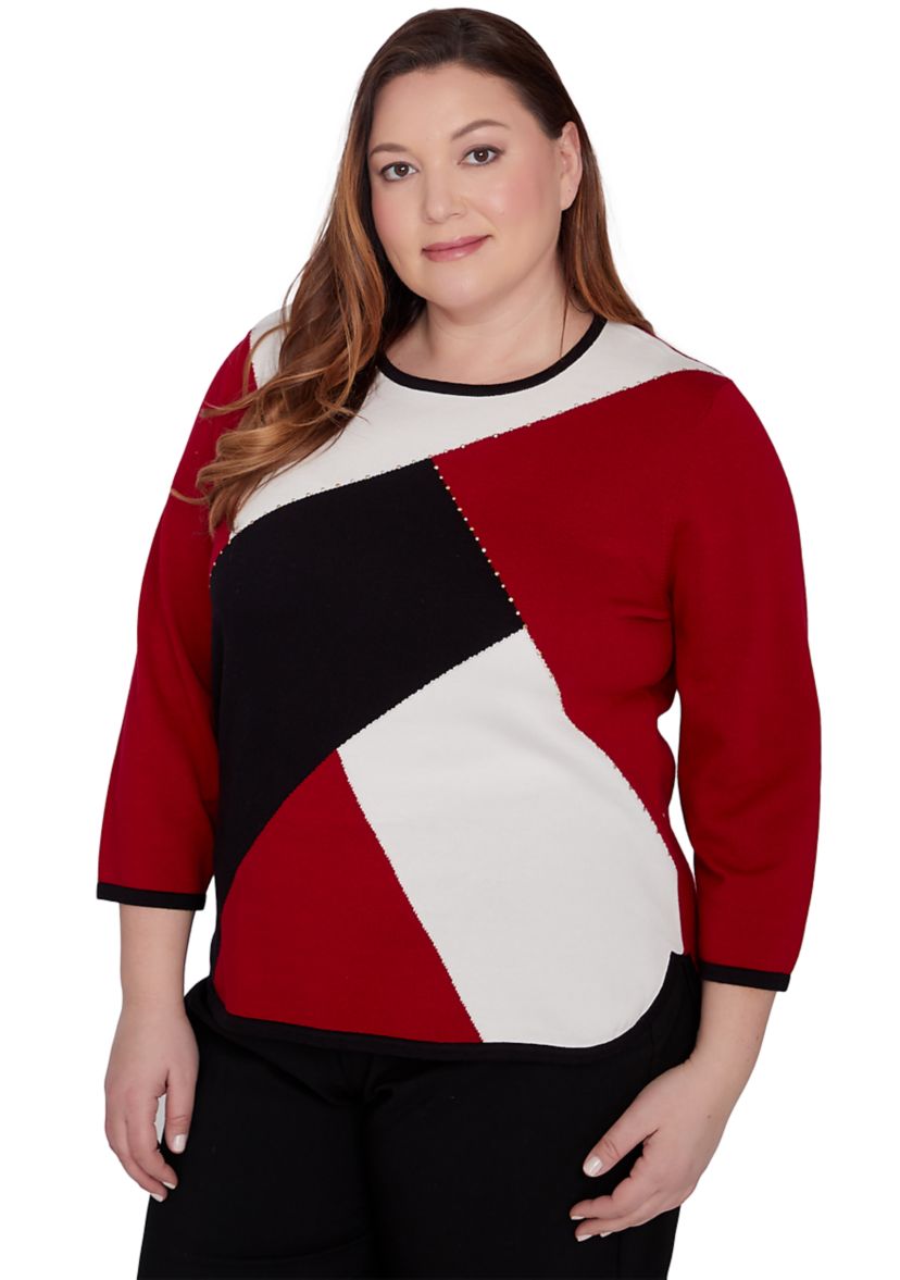 Plus Size Runway Ready Color Blocked Sweater
