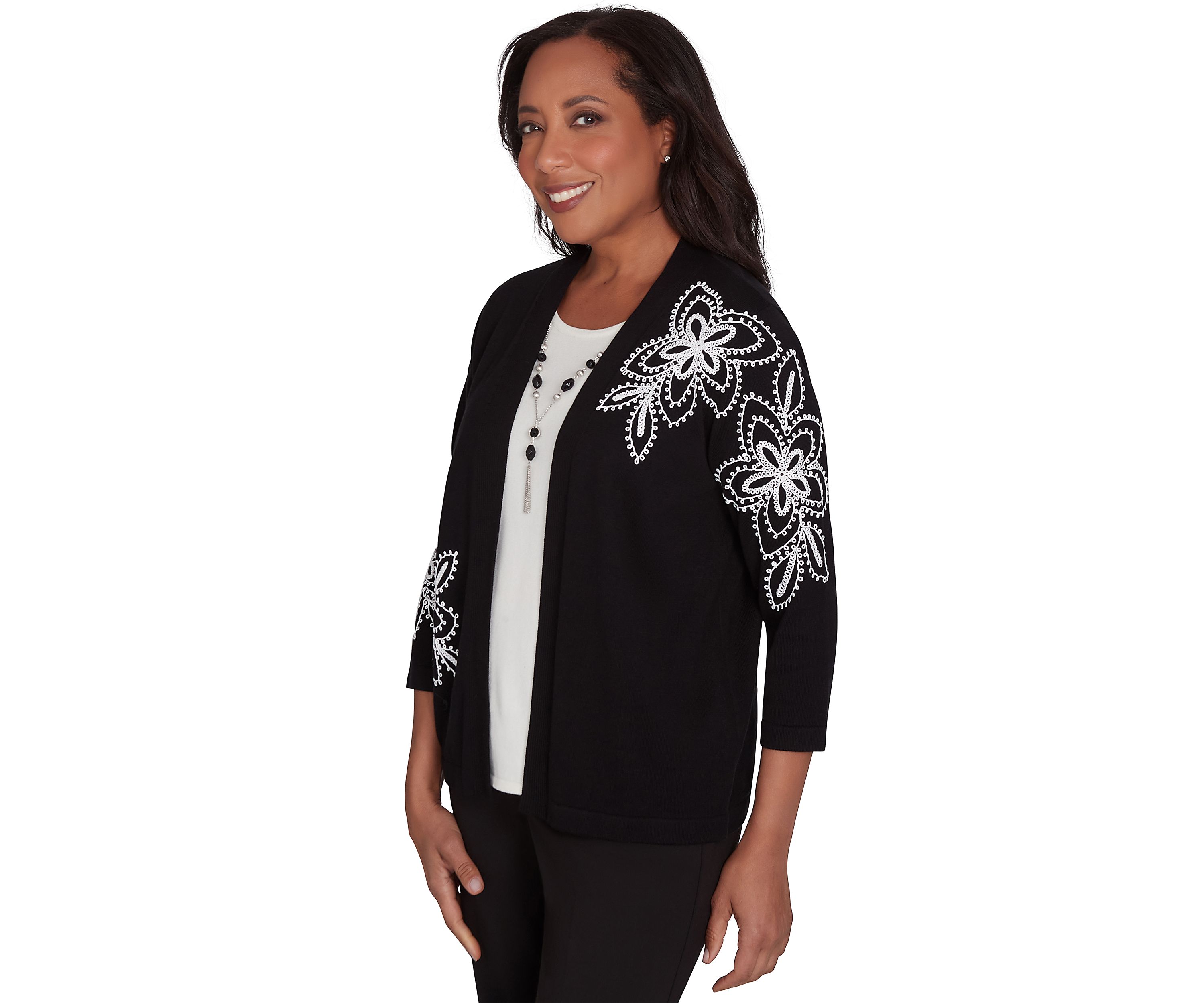 Petite Runway Ready Embroidered Outer 2Fer Top