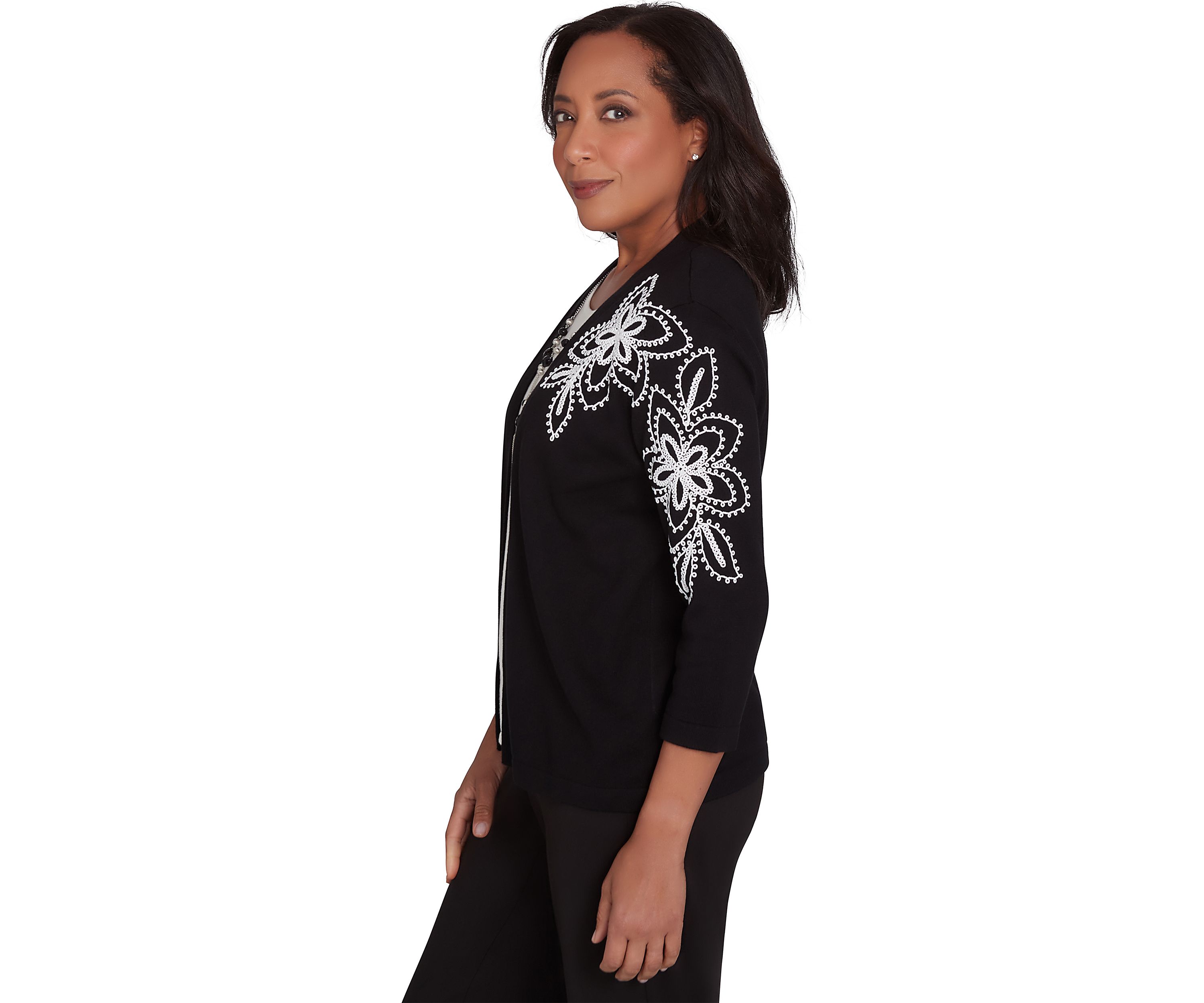 Petite Runway Ready Embroidered Outer 2Fer Top