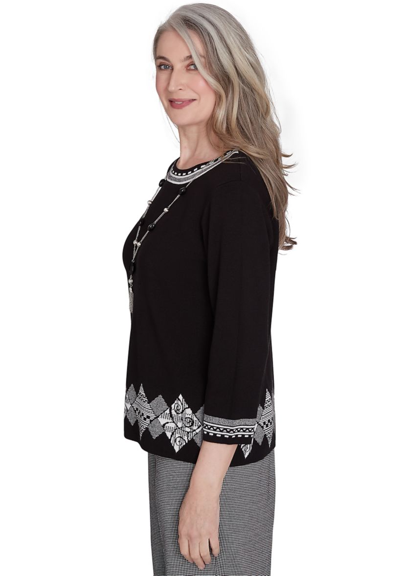 Petite Runway Ready Diamond Border Sweater