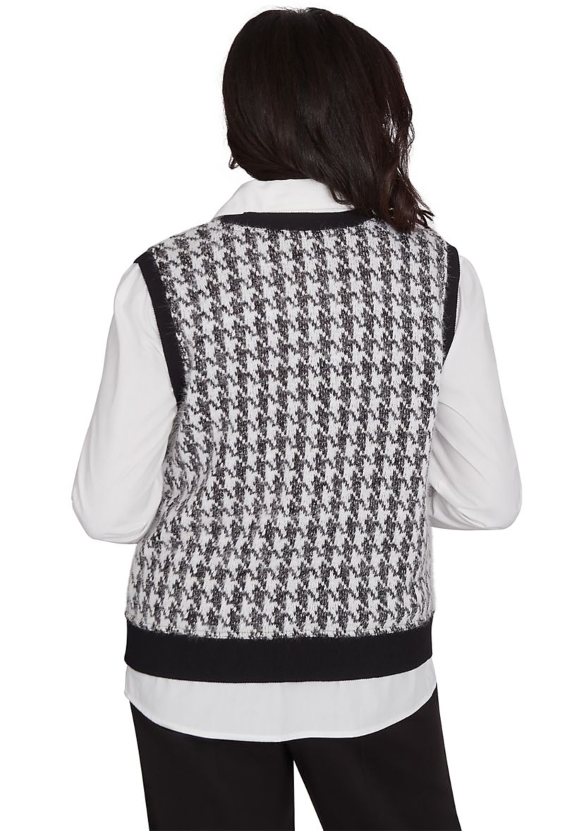 Petite Runway Ready Houndstooth 2Fer Sweater Vest