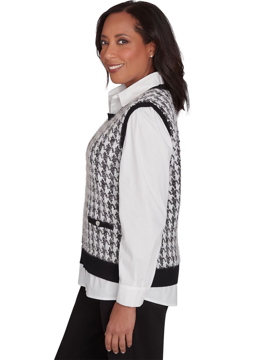 Petite Runway Ready Houndstooth 2Fer Sweater Vest