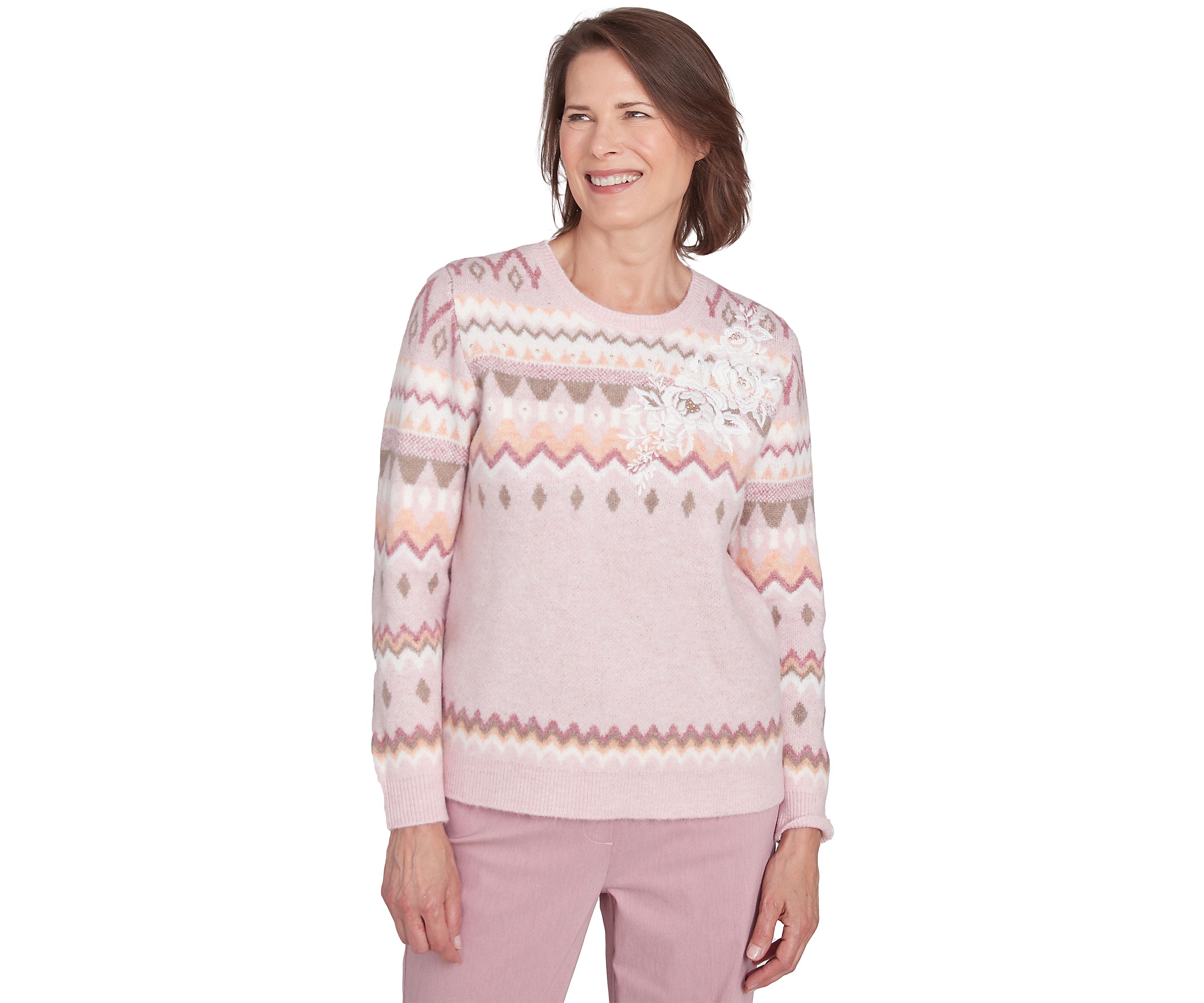 Womens Telluride Fairisle Sweater with Floral Embroidery