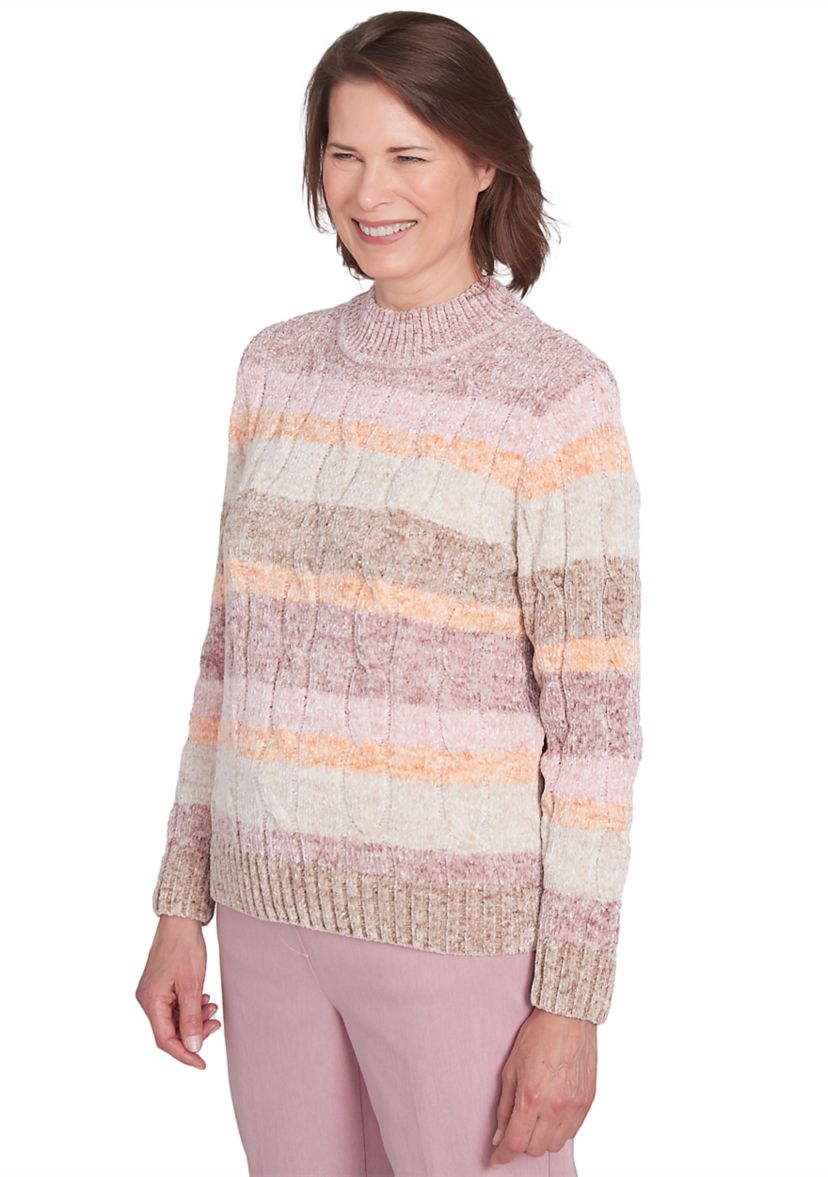 Womens Telluride Spray Dye Chenille Stripe Sweater