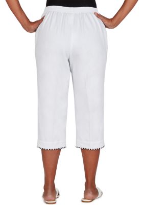 Briggs New York Capri Pants Womens 14 White Embroidered Anchor Summer N47