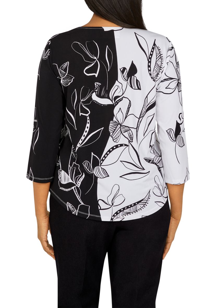 Womens Portofino Abstract Floral Print Top 