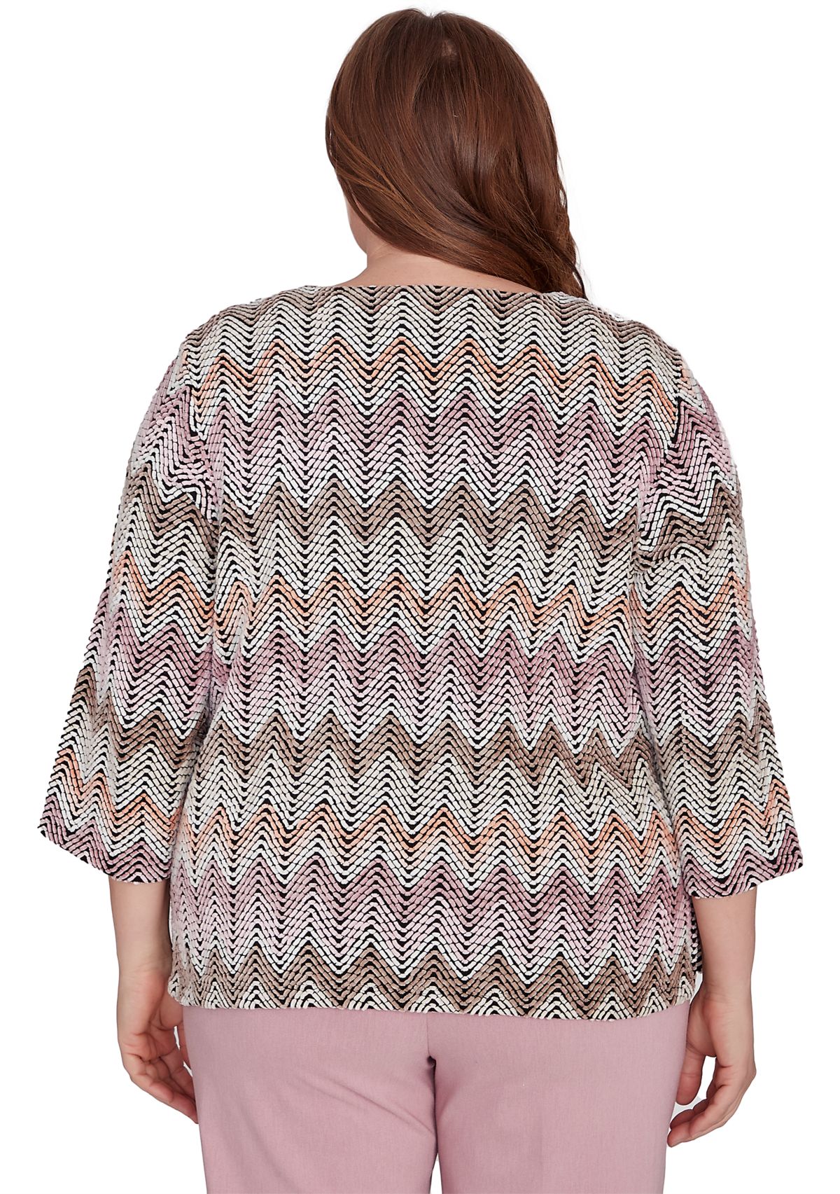 Plus Size Telluride Chenille Zig Zag Print T-Shirt