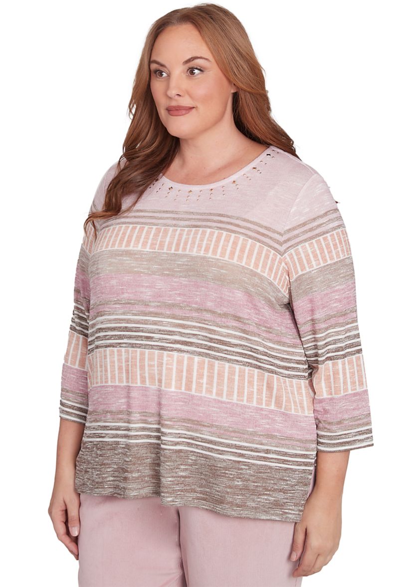 Plus Size Telluride Stripe Patchwork T-Shirt