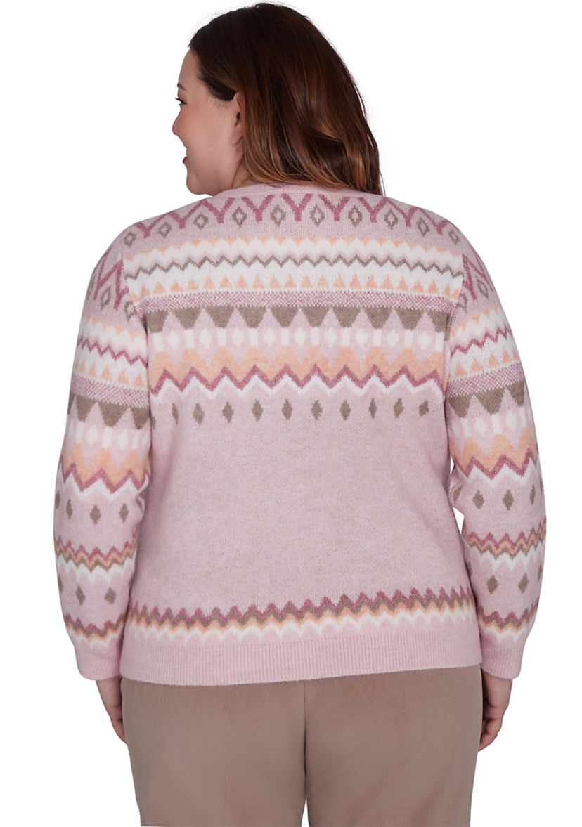 Plus Size Telluride Fairisle Sweater with Floral Embroidery