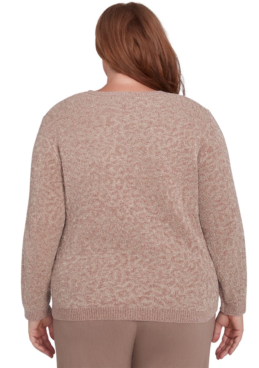 Plus Size Telluride Textured Metallic Chenille Sweater