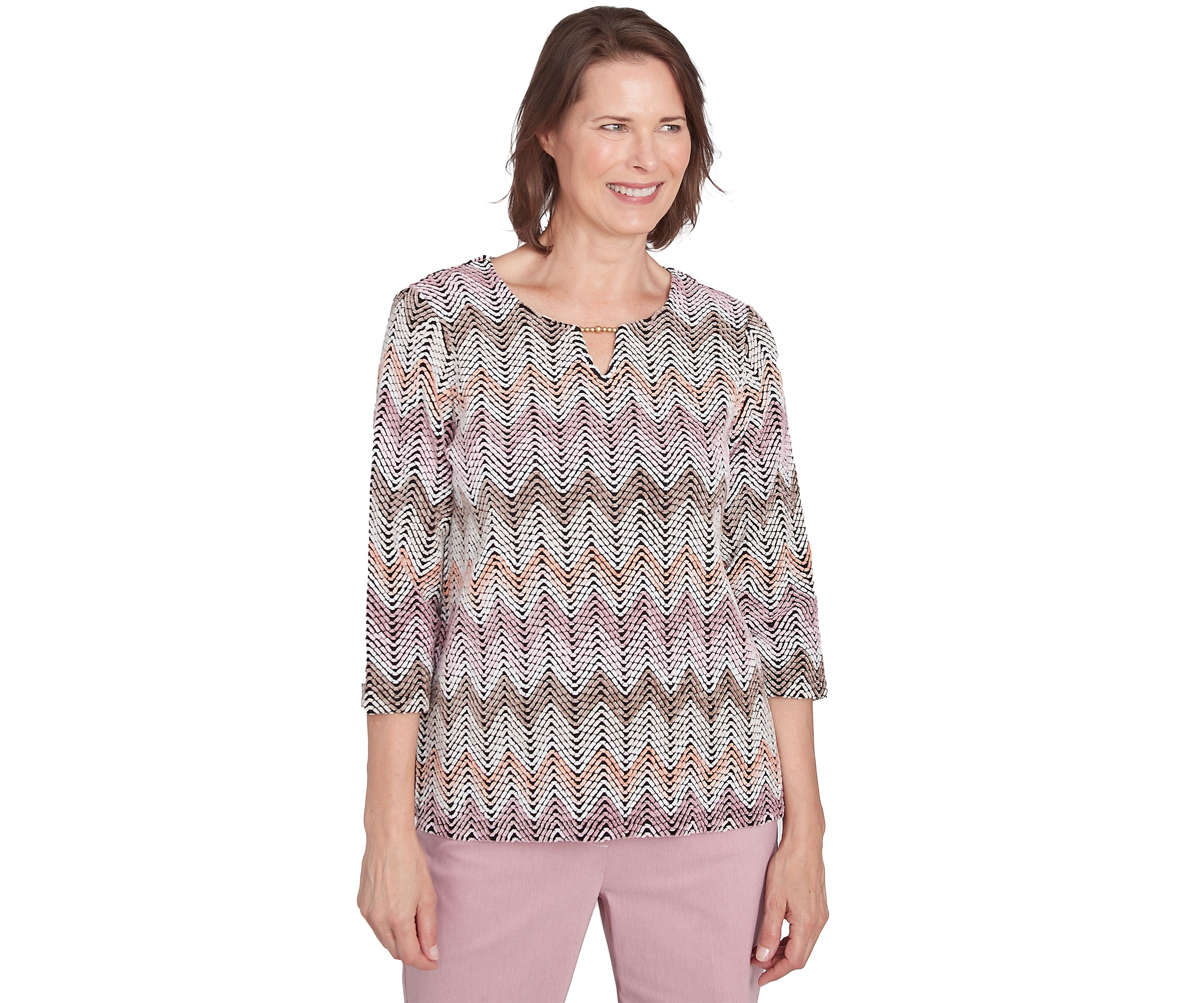 Petite Telluride Chenille Zig Zag Print T-Shirt