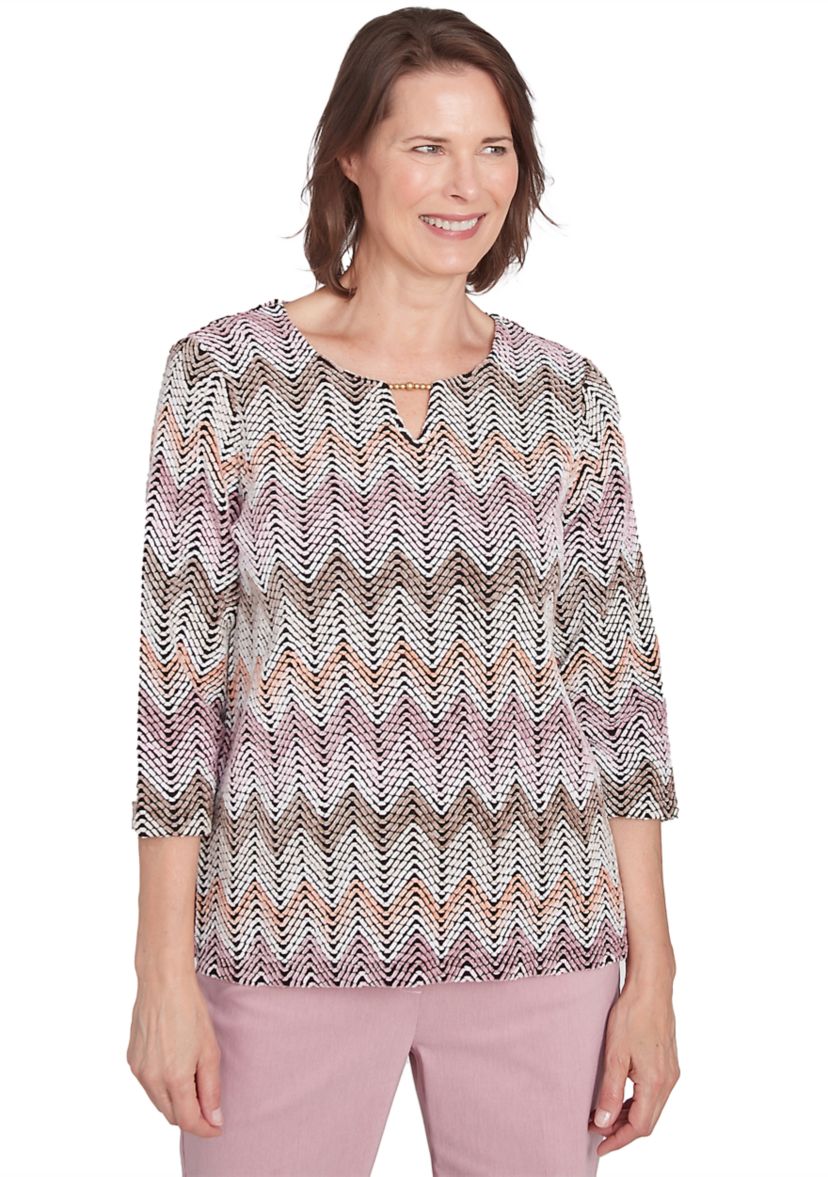 Petite Telluride Chenille Zig Zag Print T-Shirt