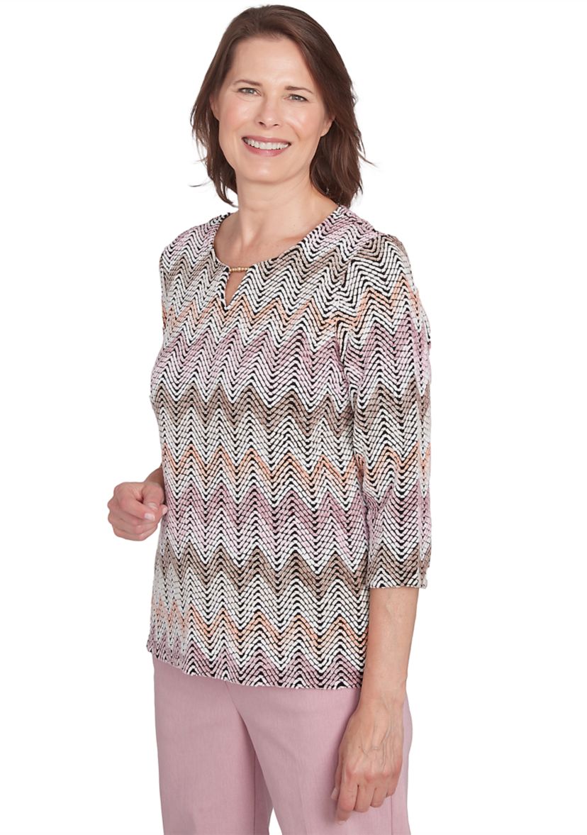Petite Telluride Chenille Zig Zag Print T-Shirt