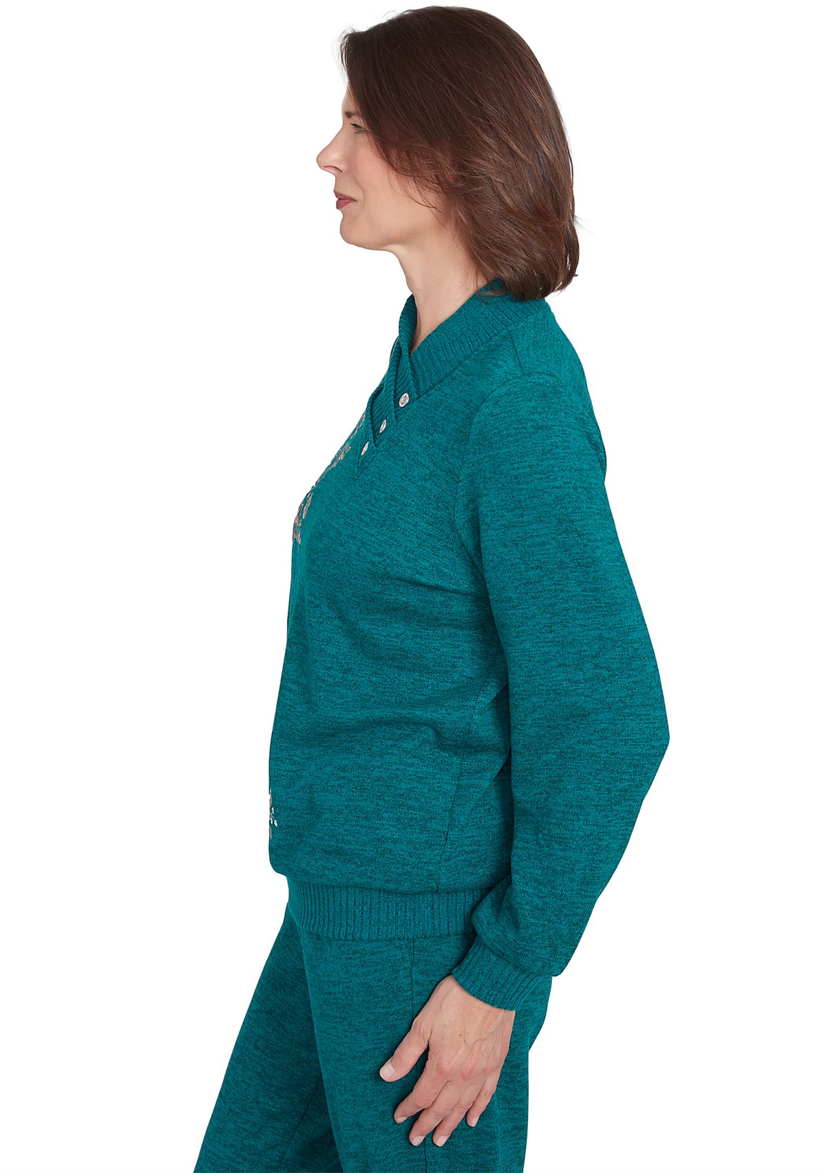 Womens French Quarter Paisley Embroidered Envelope Neck Sweater