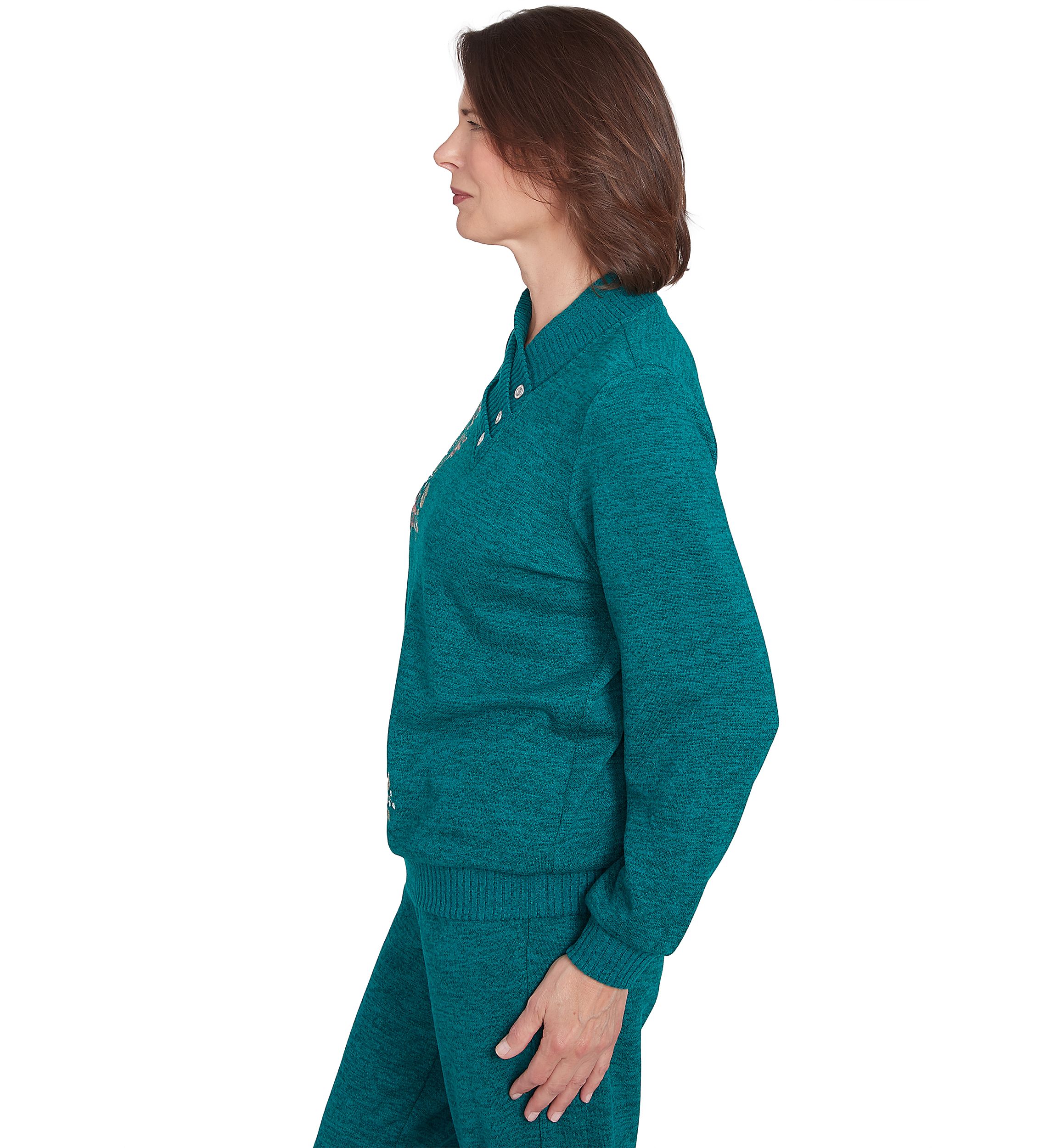 Womens French Quarter Paisley Embroidered Envelope Neck Sweater