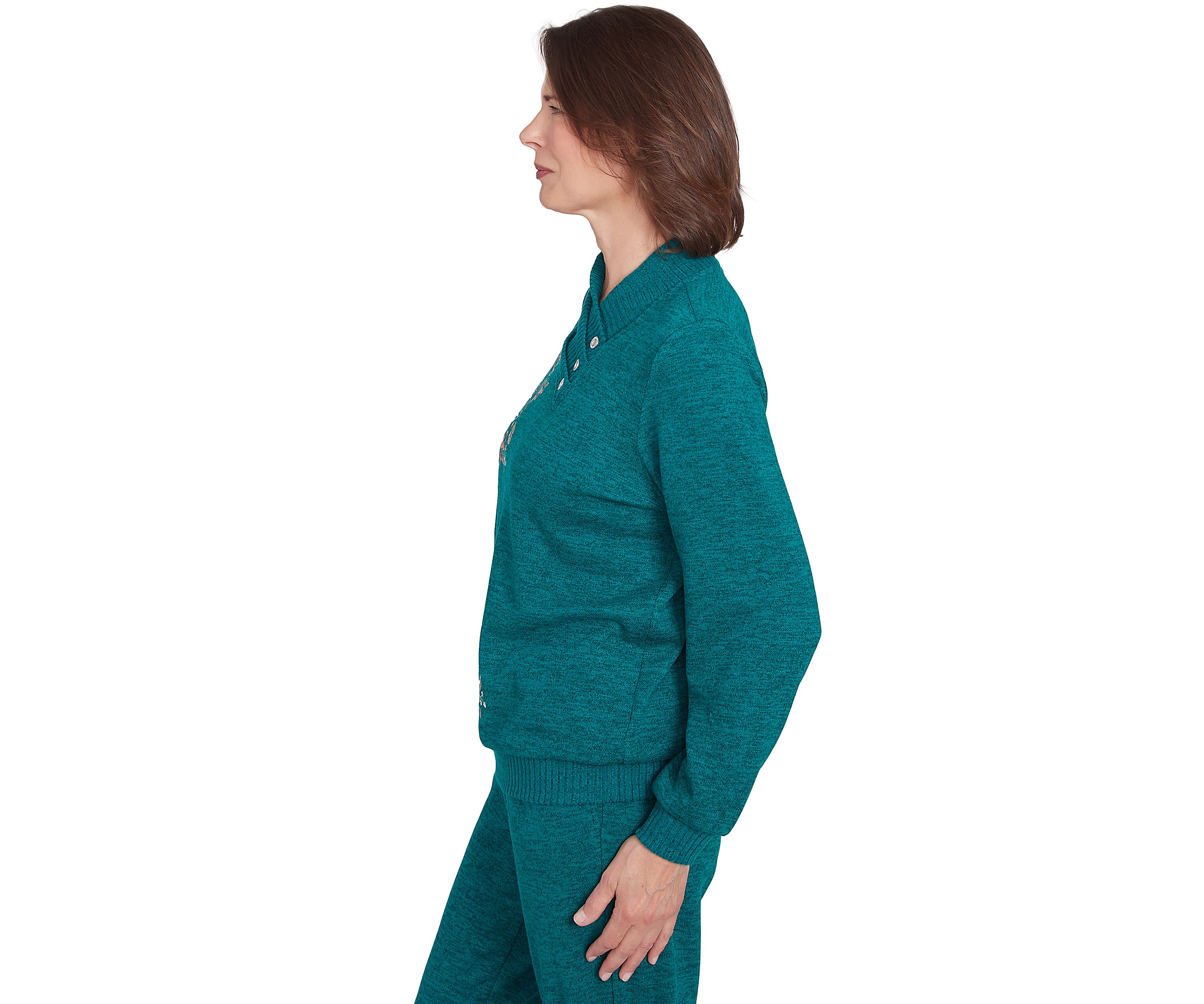 Womens French Quarter Paisley Embroidered Envelope Neck Sweater