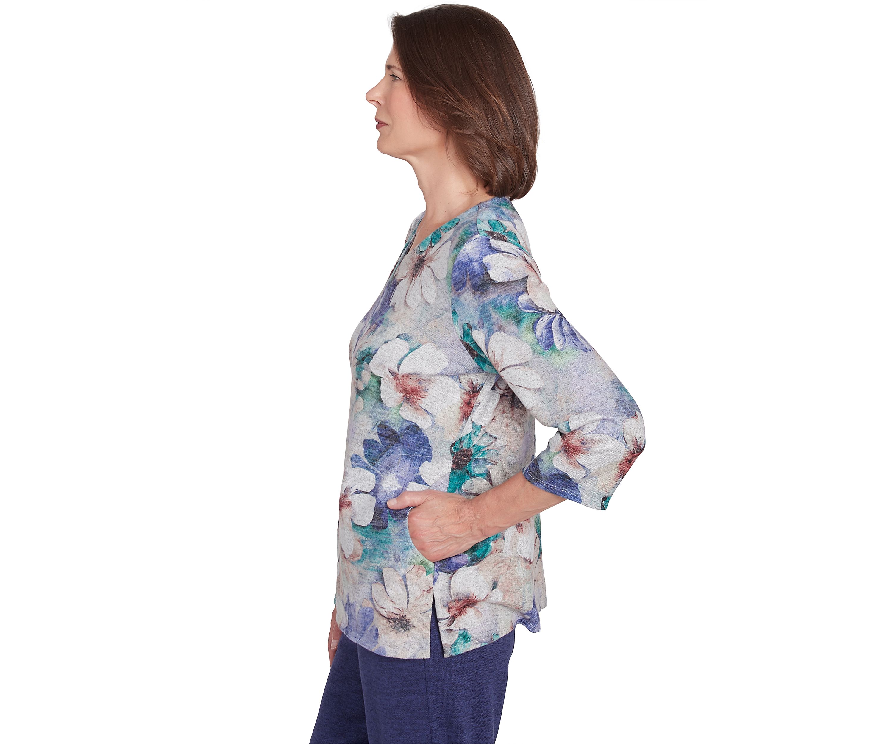 Womens French Quarter Watercolor Floral Mélange Top