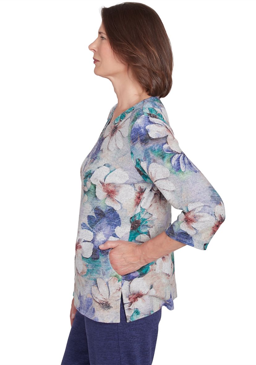 Womens French Quarter Watercolor Floral Mélange Top