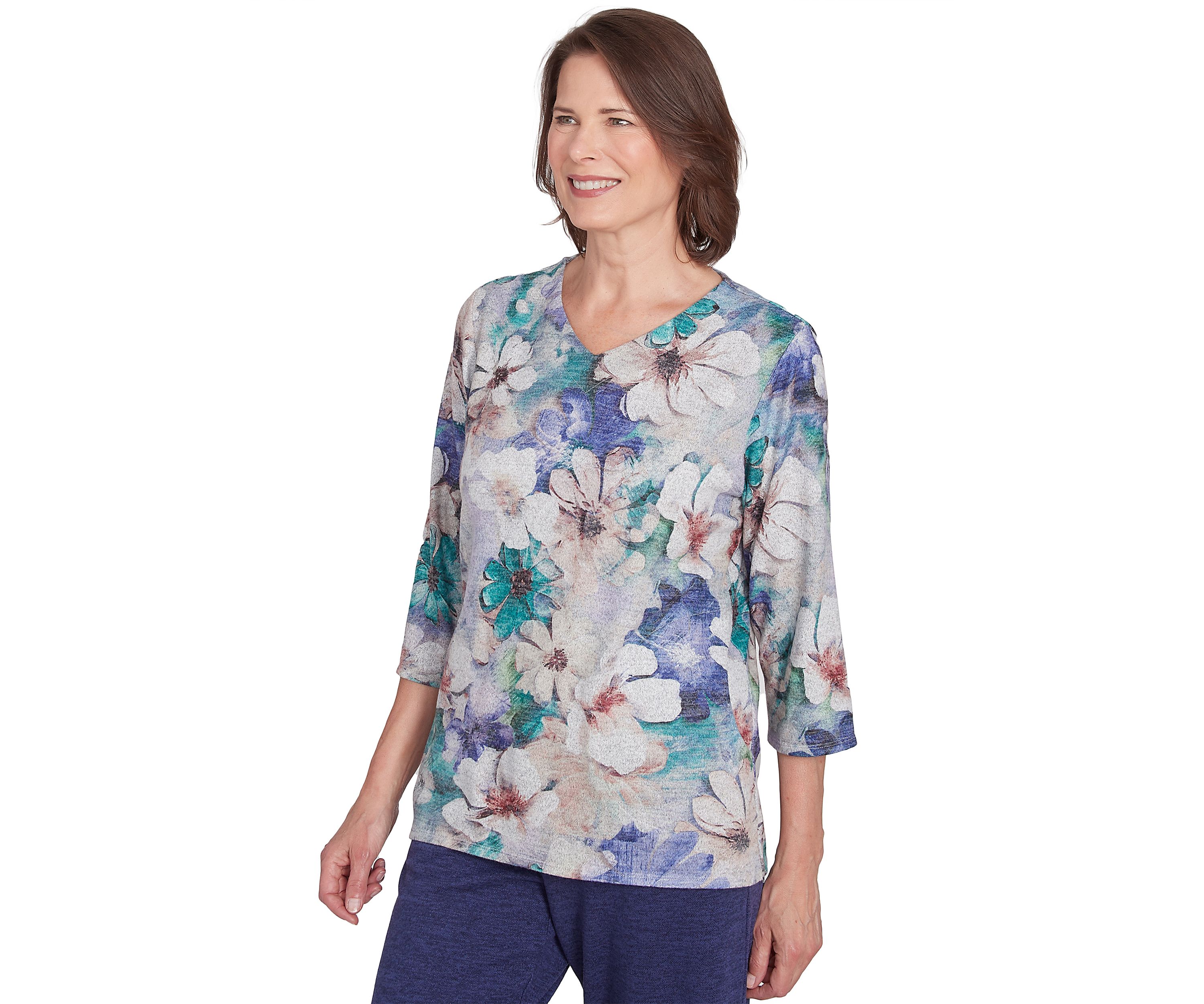 Womens French Quarter Watercolor Floral Mélange Top