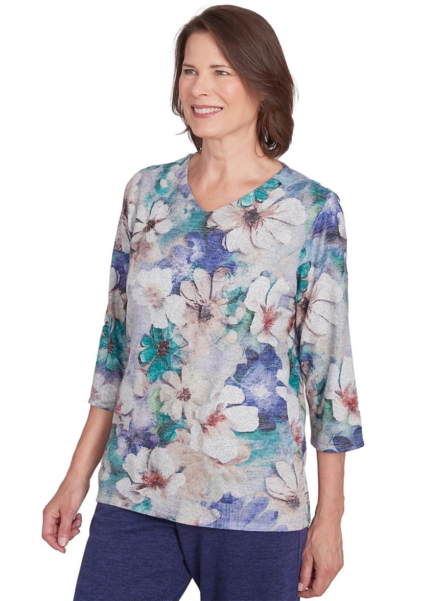 Womens French Quarter Watercolor Floral Mélange Top