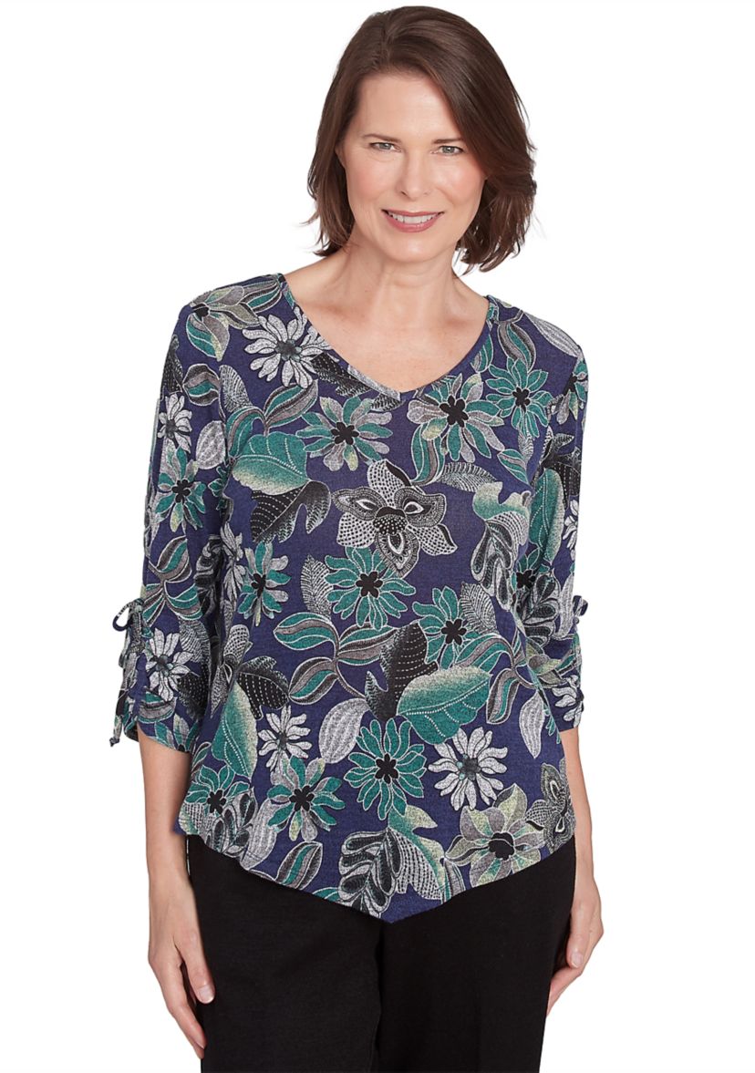 Womens French Quarter Floral Puff Print Mélange T-Shirt