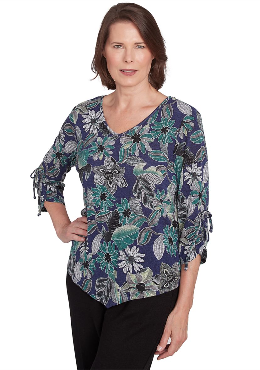 Womens French Quarter Floral Puff Print Mélange T-Shirt