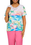 Womens Siesta Key Tropical Flamingo Knit Top 