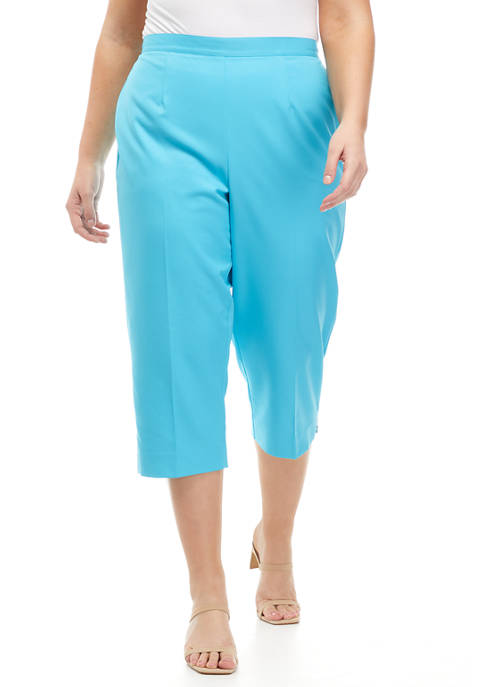 Alfred Dunner Plus Size Solid Heat Set Capris