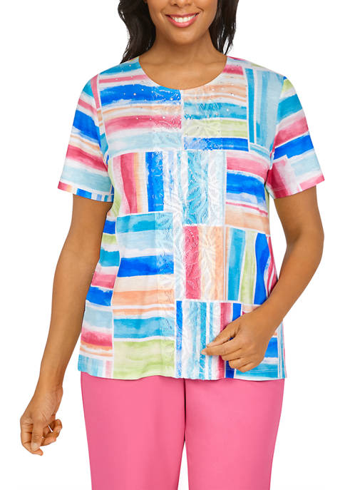 Alfred Dunner Petite Watercolor Patchwork T-Shirt