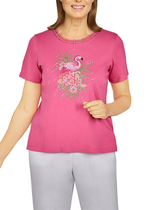 Alfred Dunner Petite Flamingo Graphic T-Shirt