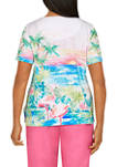 Petite Tropical Flamingo Knit T-Shirt 