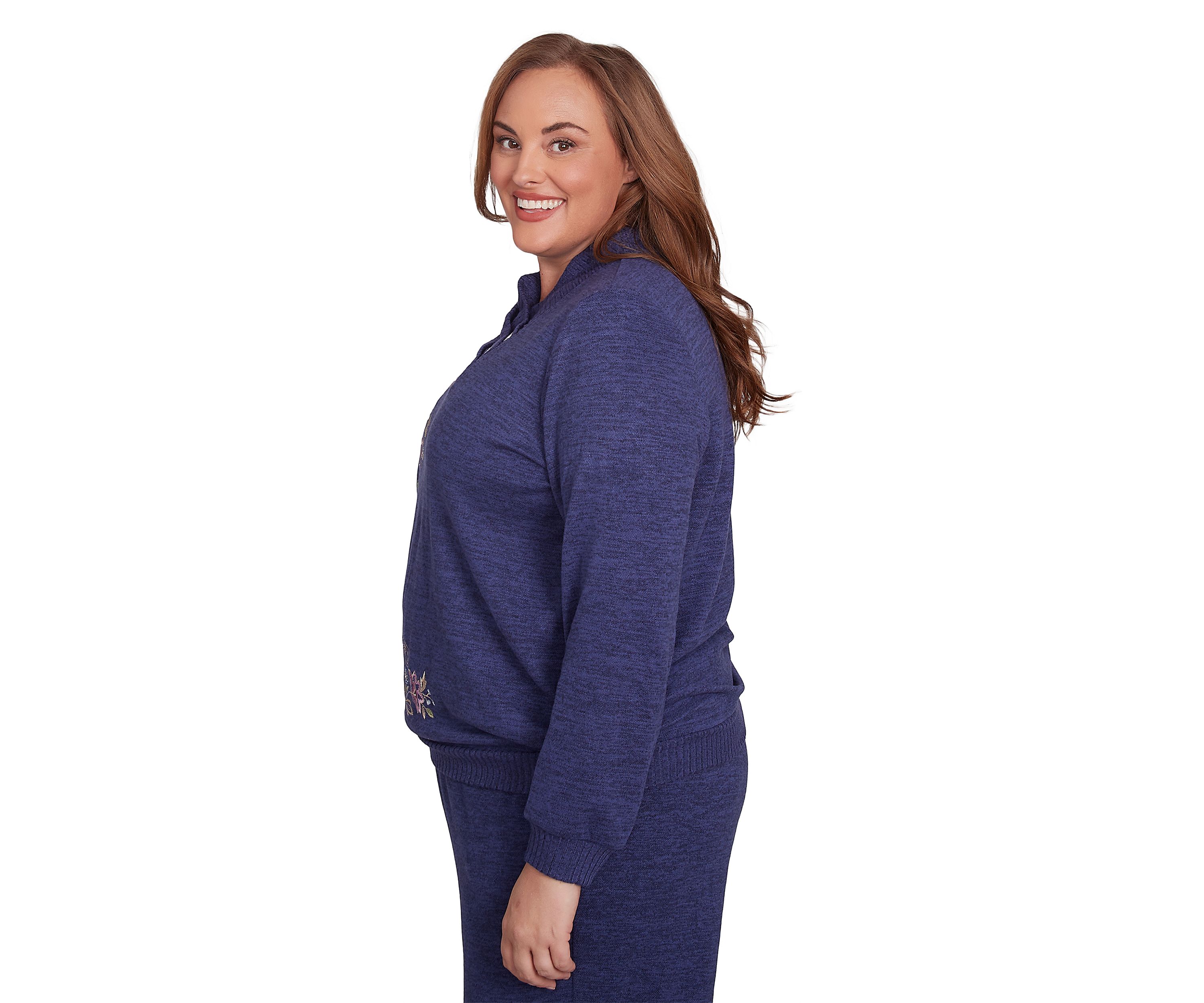 Plus Size French Quarter Paisley Embroidered Envelope Neck Sweater 