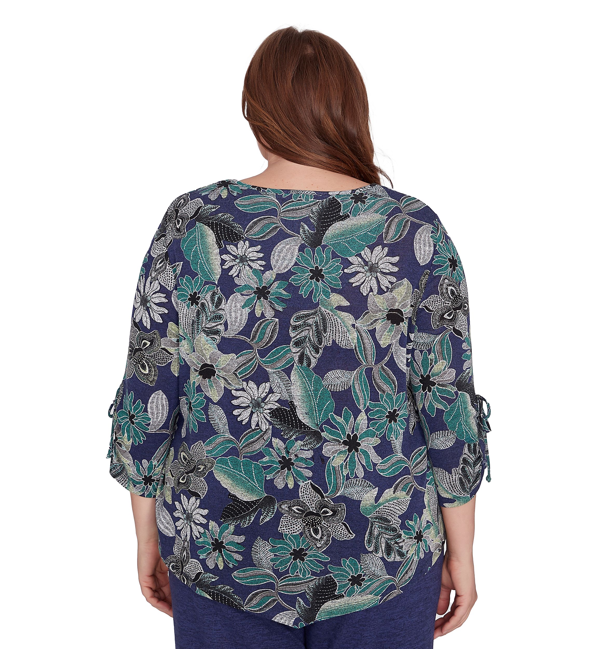 Plus Size French Quarter Floral Puff Print Mélange Top 