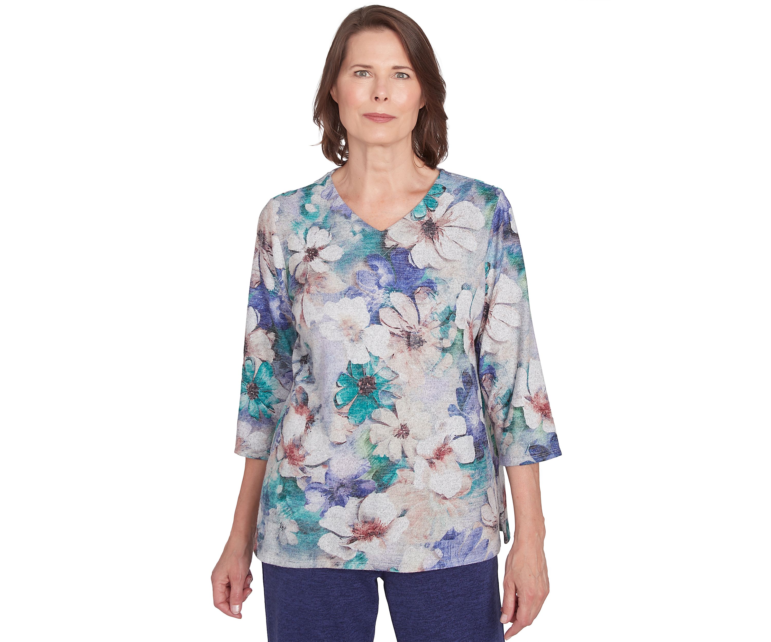 Petite French Quarter Watercolor Floral Melange Top