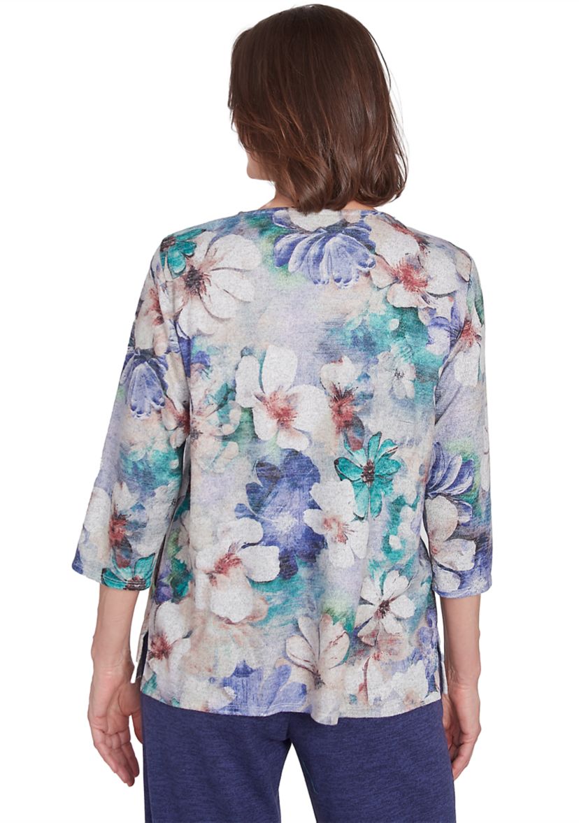 Petite French Quarter Watercolor Floral Melange Top