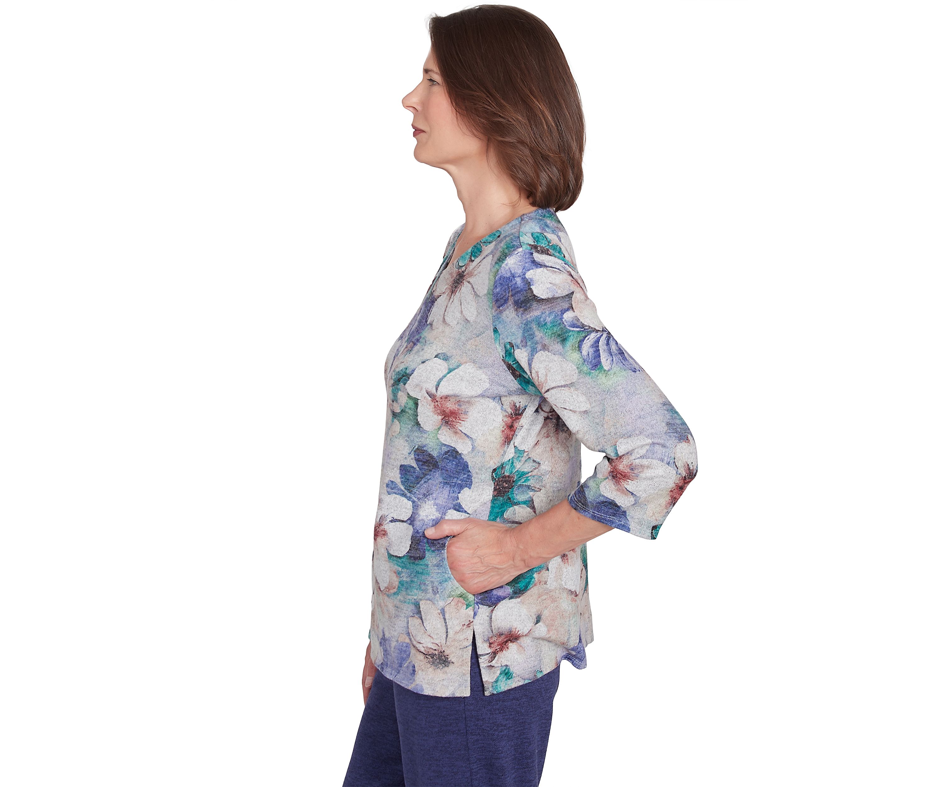 Petite French Quarter Watercolor Floral Melange Top