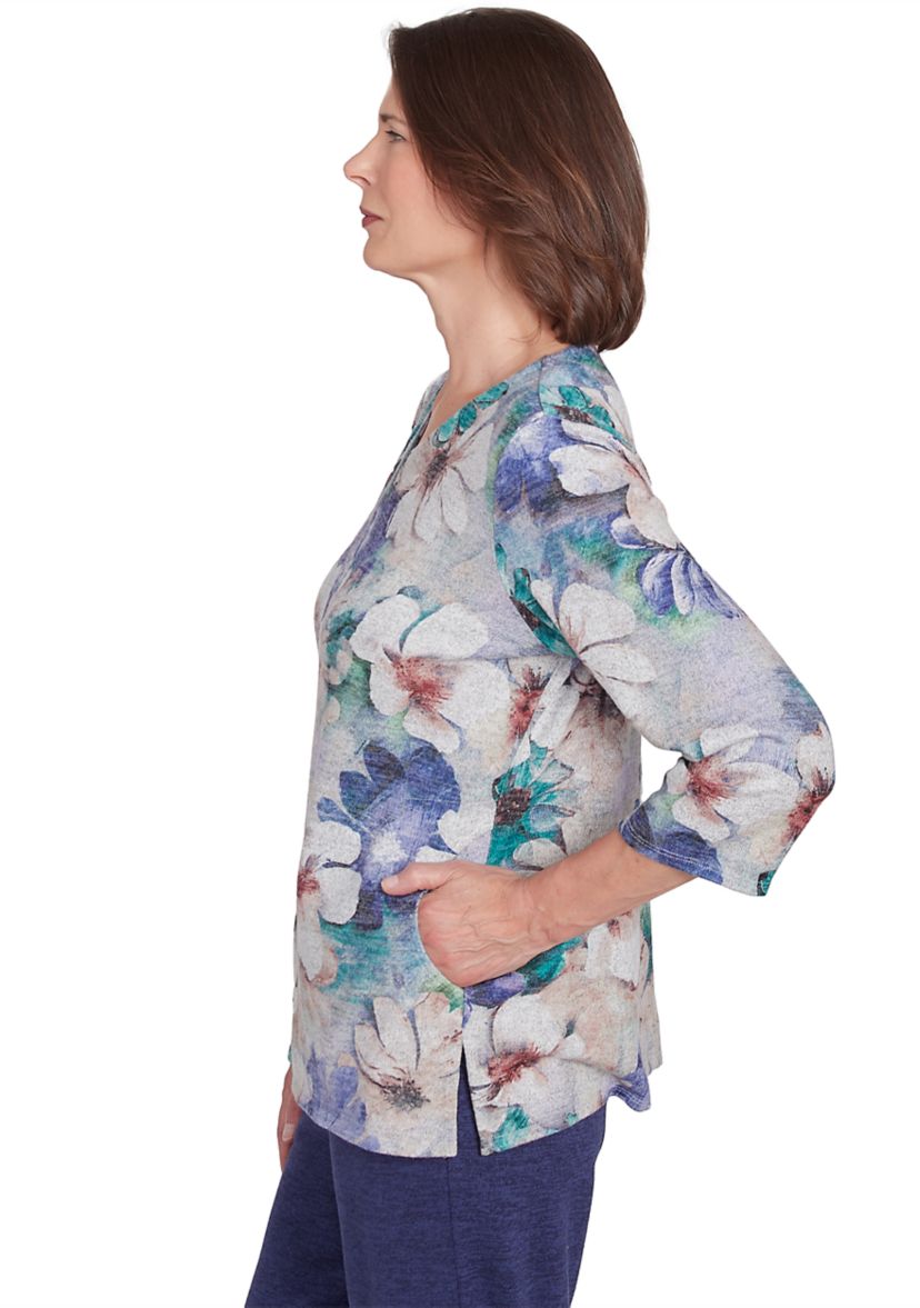 Petite French Quarter Watercolor Floral Melange Top
