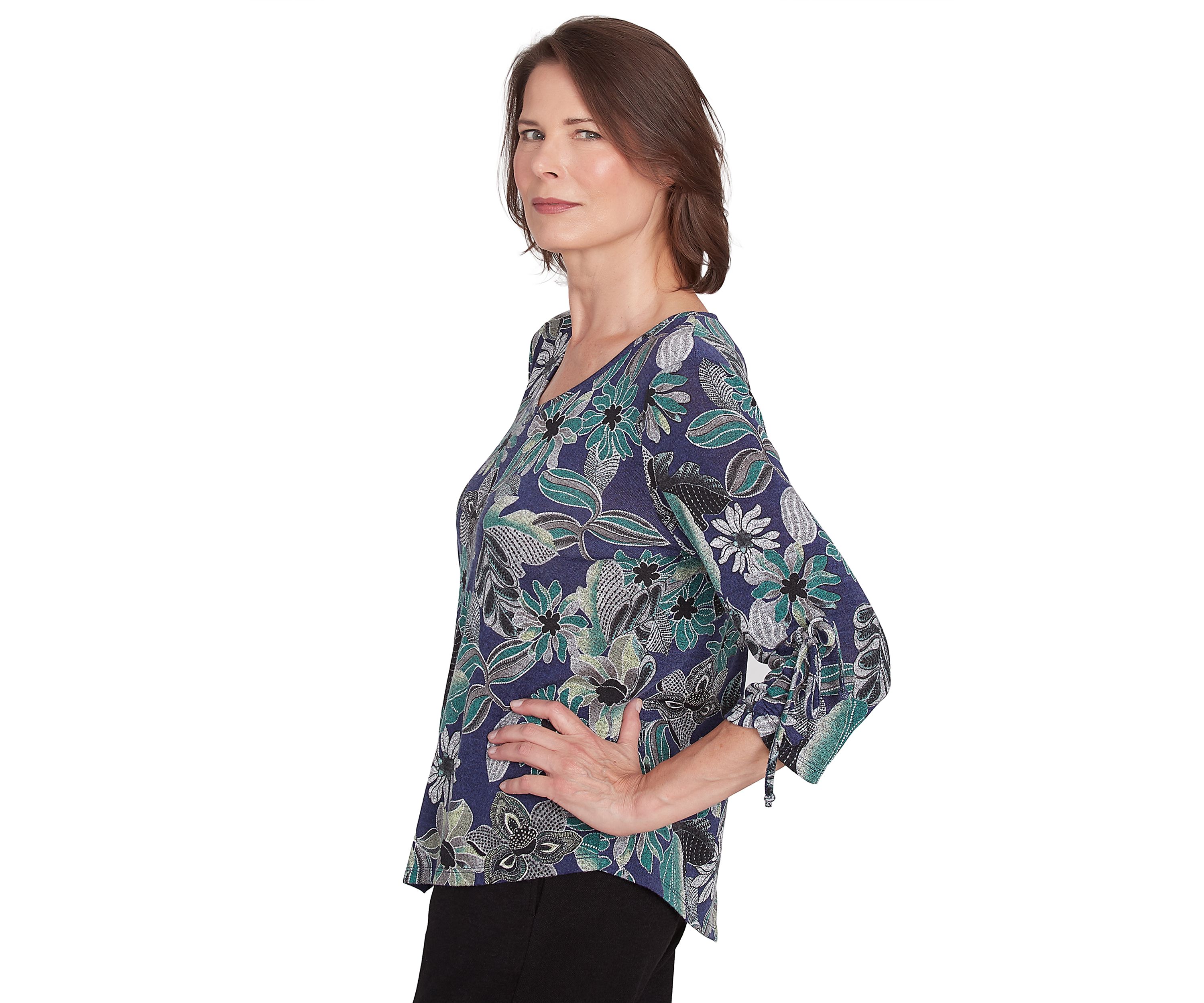 Petite French Quarter Floral Puff Print Melange T-Shirt
