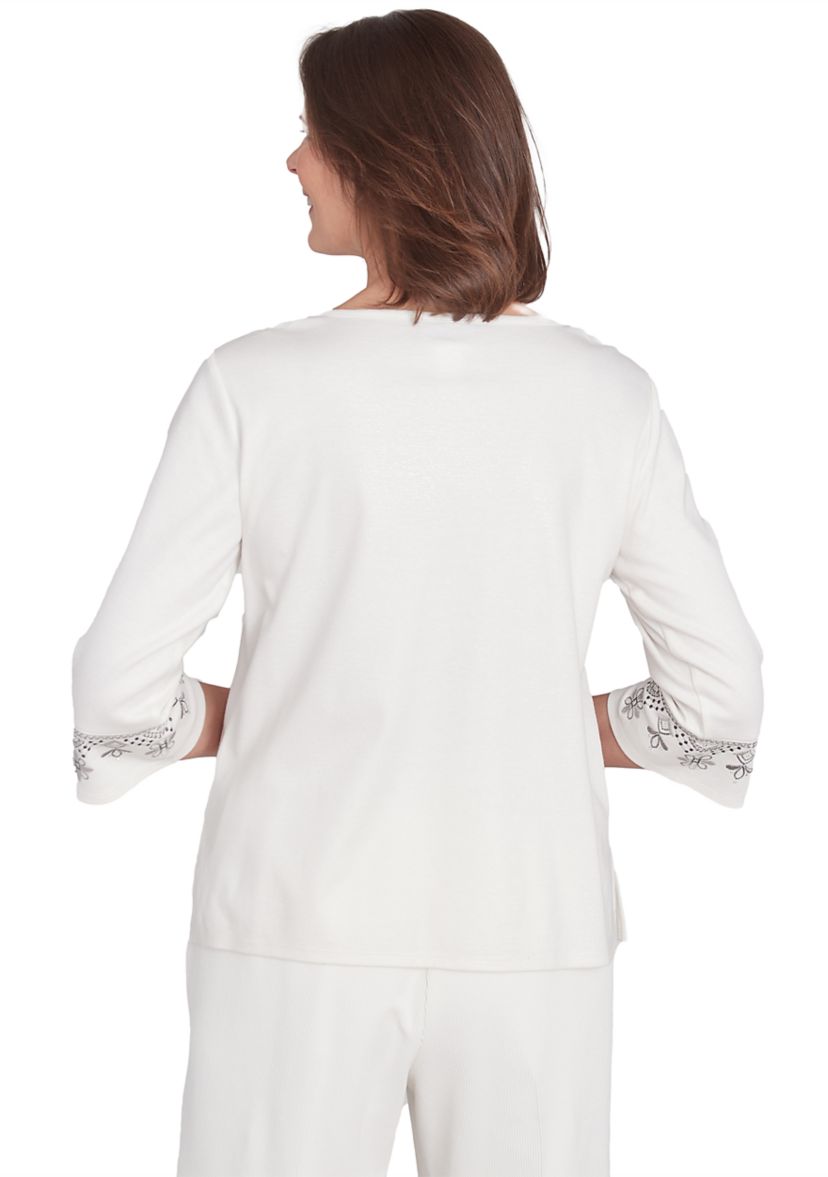 Womens Copenhagen Yoke Medallion Embroidery Top