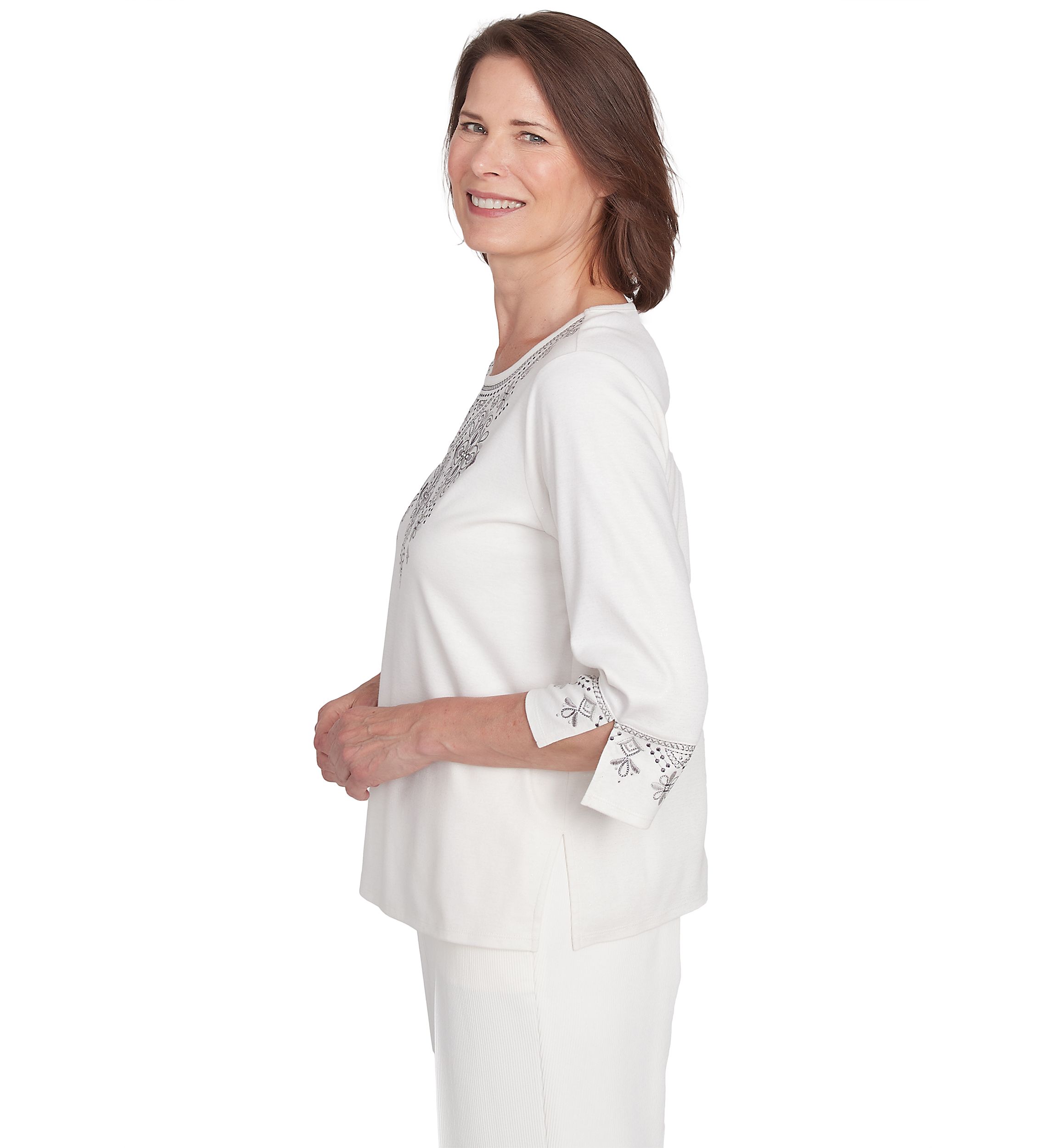 Womens Copenhagen Yoke Medallion Embroidery Top