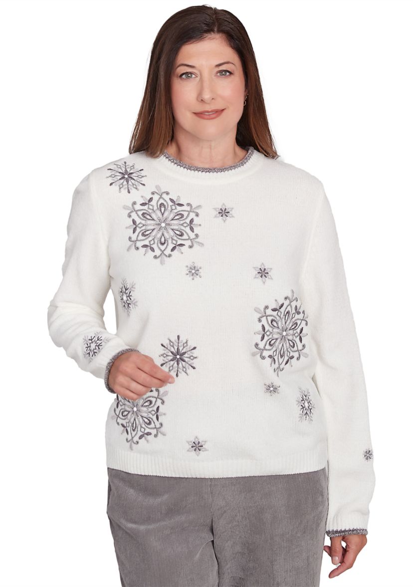 Womens Copenhagen Snowflakes Chenille Top