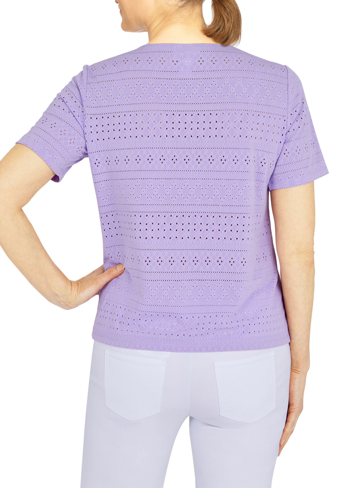 Womens Ann Arbor Eyelet Tie Front Knit Top