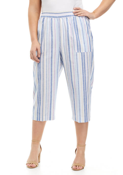 Alfred Dunner Plus Size Stripe Capris