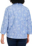 Plus Size Embroidered Chambray Jacket