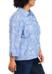 Plus Size Embroidered Chambray Jacket