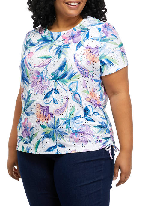 Alfred Dunner Plus Size Short Sleeve Floral Print