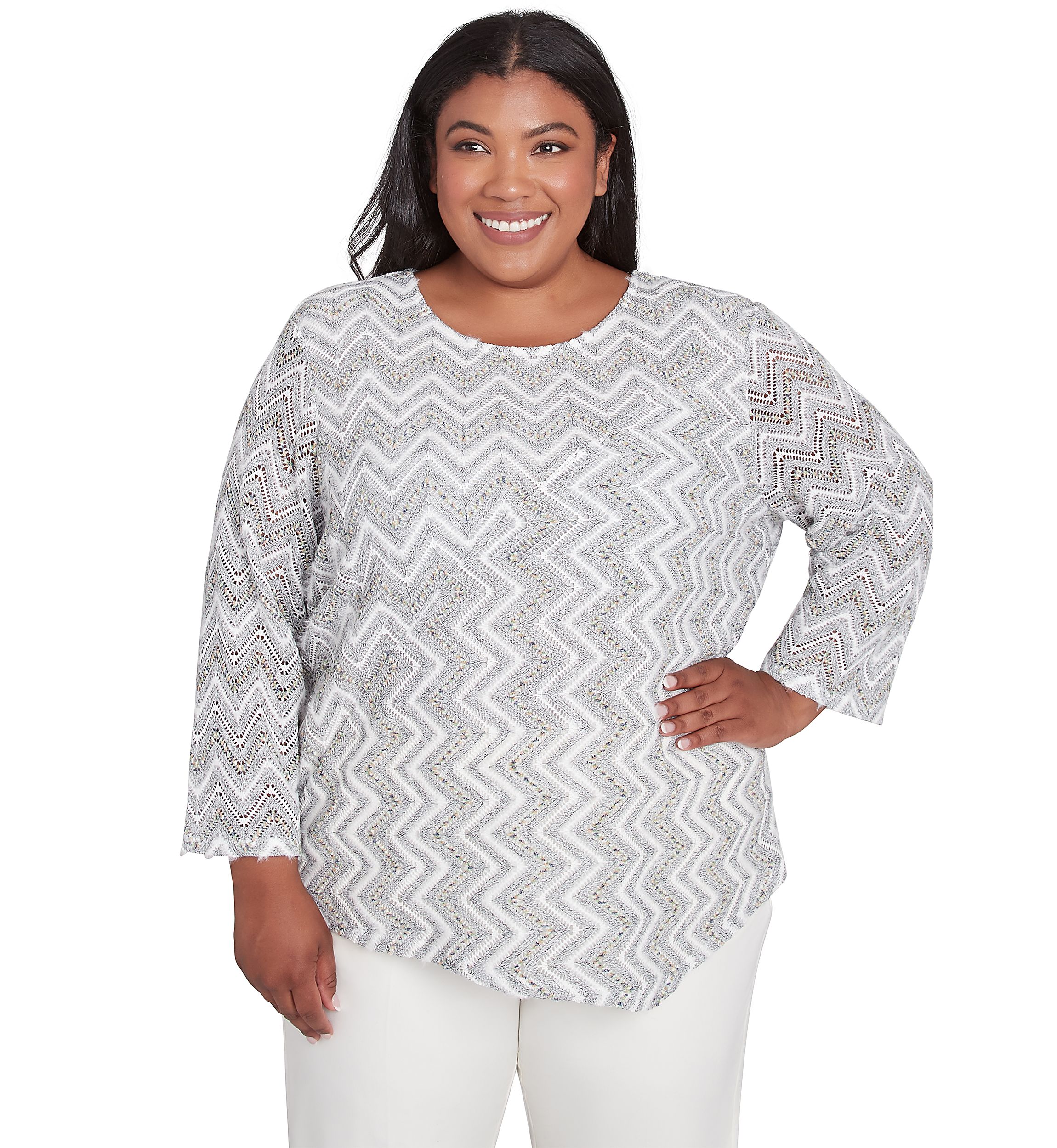 Plus Size Copenhagen Spliced Zig Zag T-Shirt 