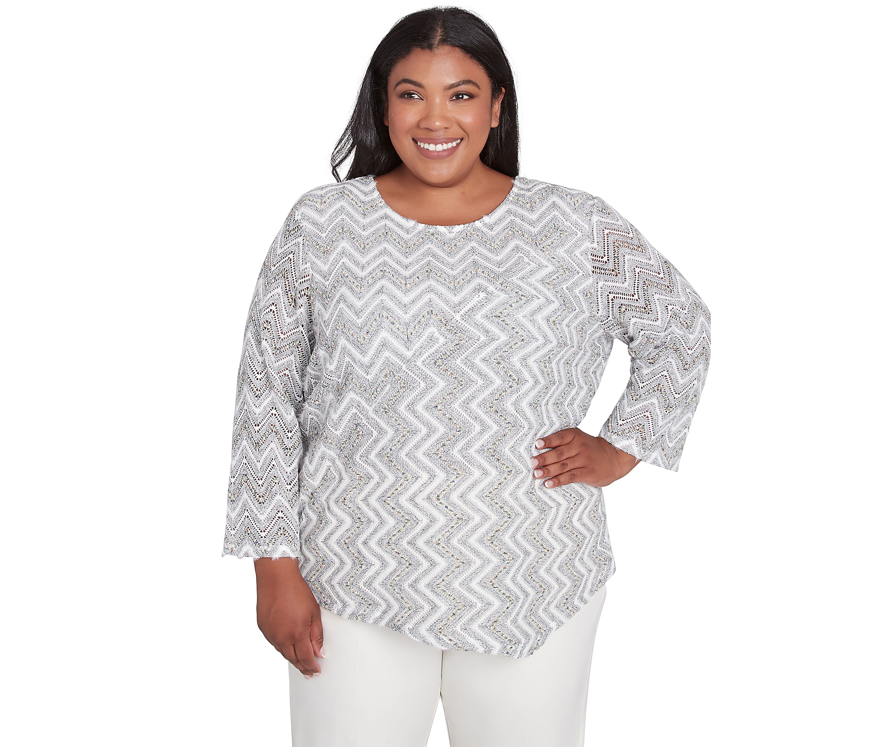 Plus Size Copenhagen Spliced Zig Zag T-Shirt 