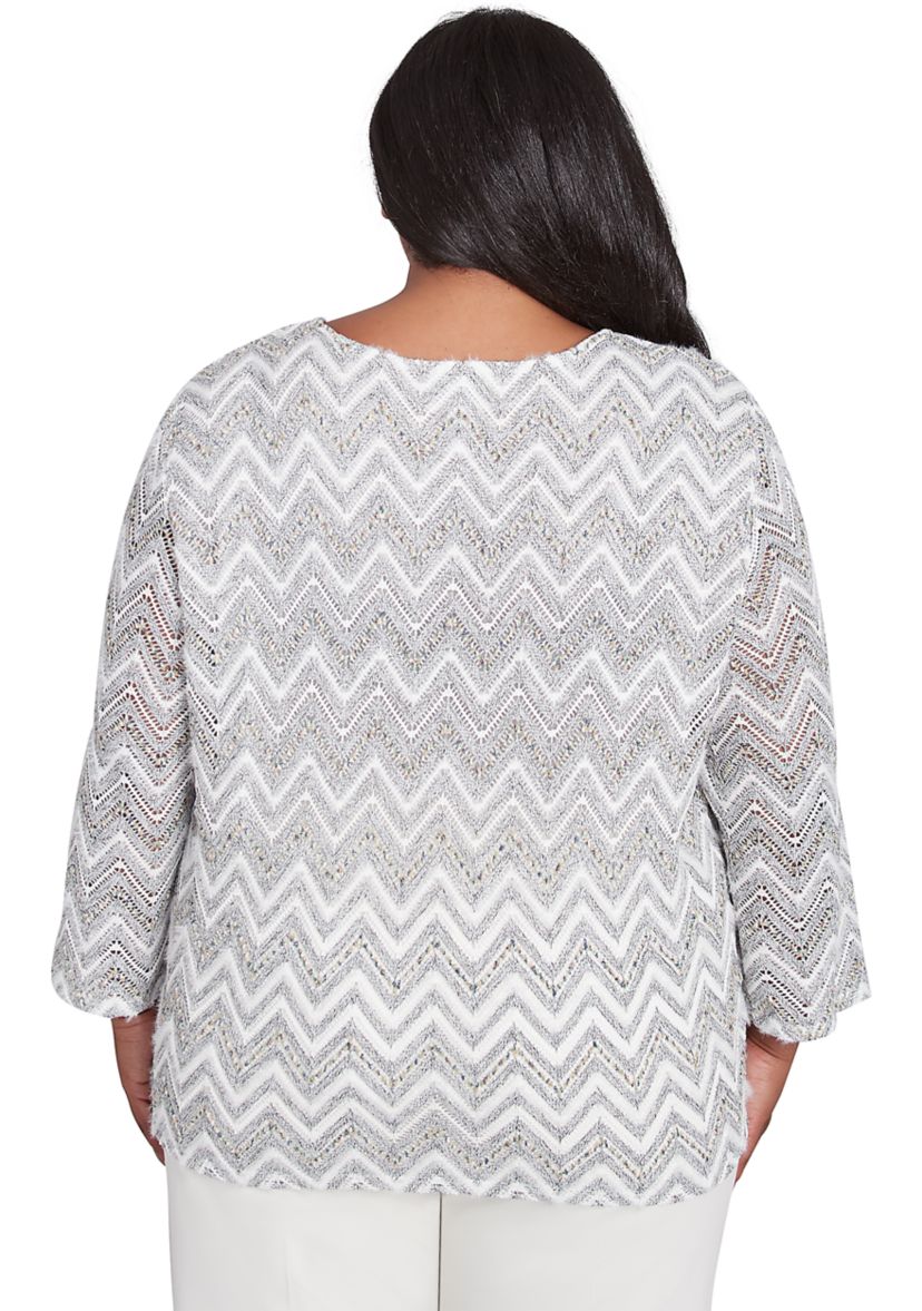 Plus Size Copenhagen Spliced Zig Zag T-Shirt 