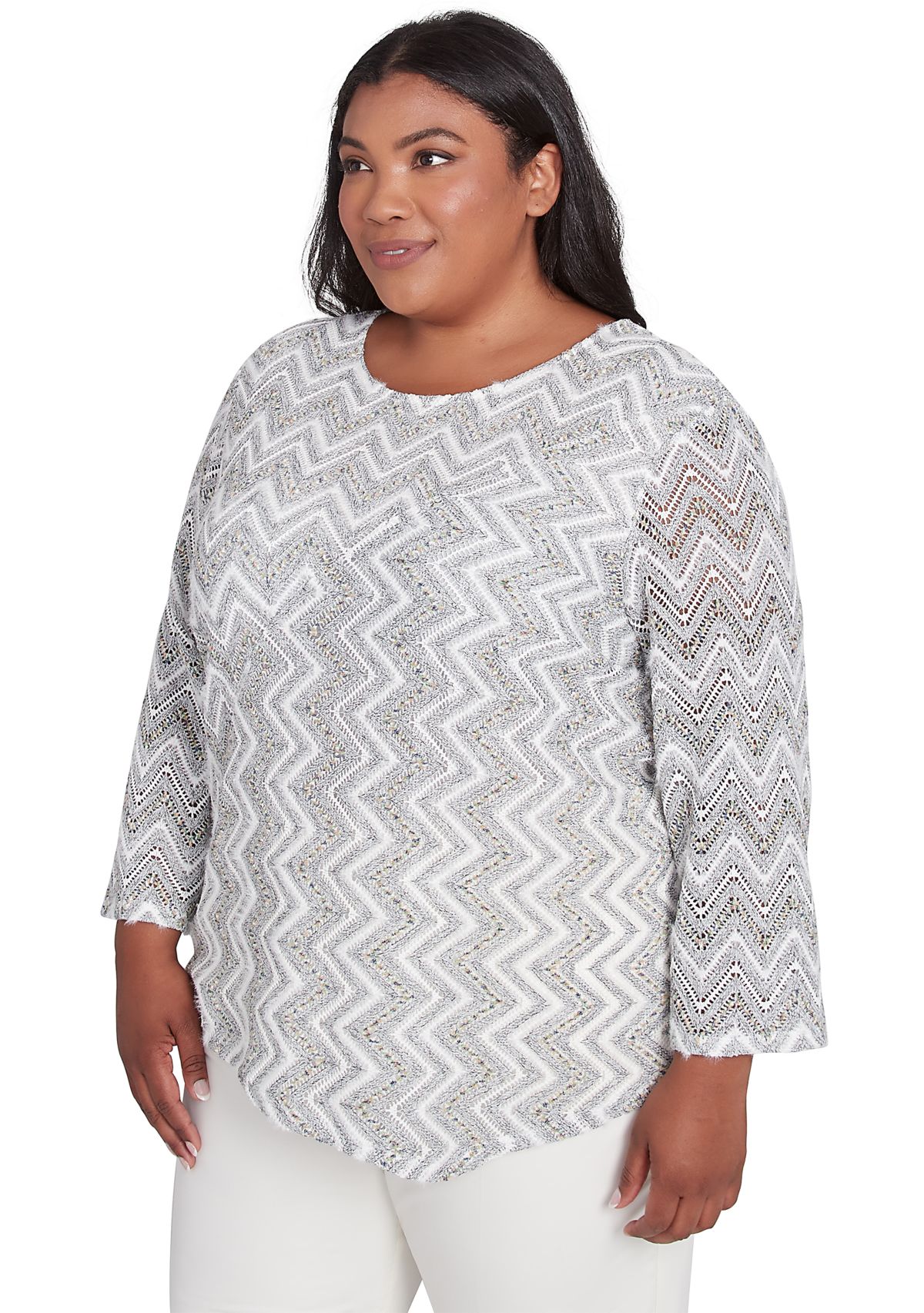 Plus Size Copenhagen Spliced Zig Zag T-Shirt 